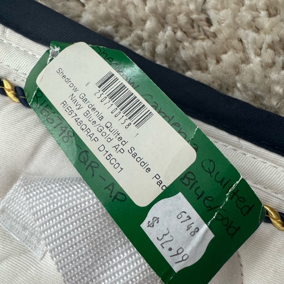 NWT White Quilted Saddle Pad with Navy/Gold Piping - Picture 4 of 7